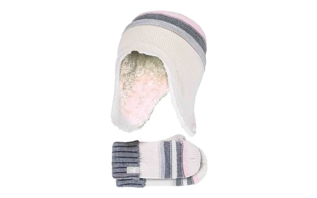 Girls Winter Thermal Beanie Hat With Ear Flaps & Mittens Gloves Set - 3-6 Years Buttercream product image