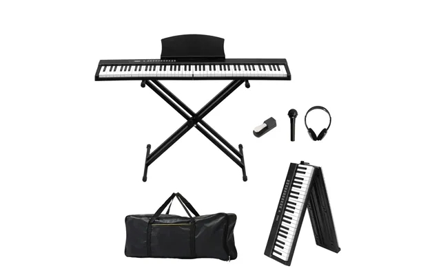 Glarry Gpps01-106 88 Key Folding Piano Semi-weighted Standard Keyboards Digital Piano With Double X Type Stand Midi Blue