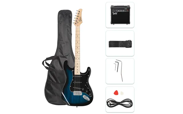 Glarry Gst Stylish Electric Guitar Kit With Black Pickguard Blue Color