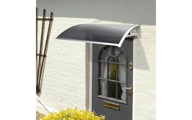Greenhurst Tinted 1.2m Easy Fit Door Canopy - 120 X 80cm White Brackets Grey 3mm Polycarbonate Cover