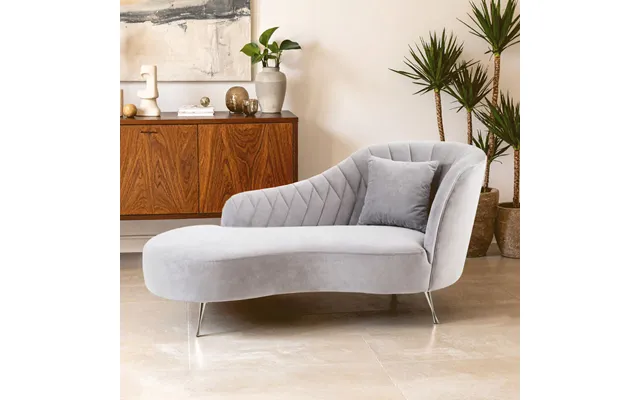 Grey Velvet Right Hand Chaise Longue Rene