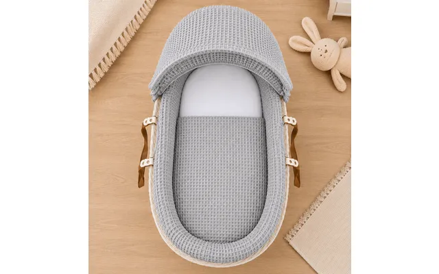 Grey Waffle Moses Basket Bedding Set product image