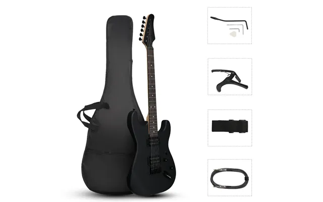 Gst 39in Electric Guitar H-h Pickups Black Suit For Heavier Rock