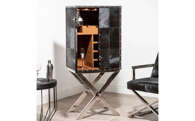 Hair On Leather Cross Base Drinks Cabinet Kensington Townhouse