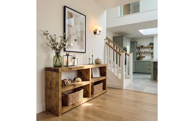 Halsten Timber Shelving Unit Storage Shelf Living Room Bookshelf Shoe Storage Rustic Storage Unit Solid Wood Cottage - W product image