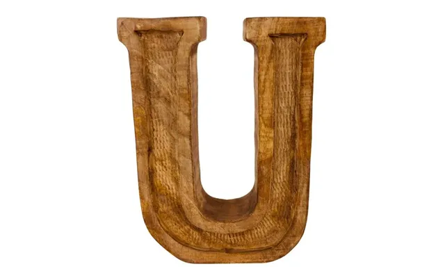 Hand Carved Wooden Embossed Letter U