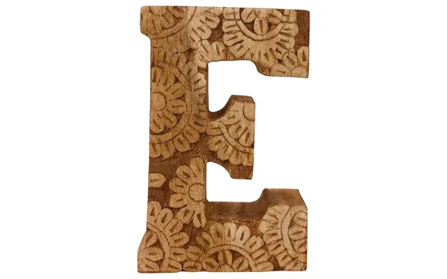Hand Carved Wooden Flower Letter E