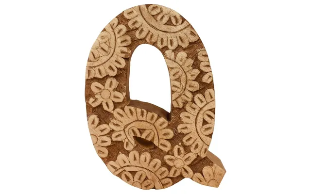 Hand Carved Wooden Flower Letter Q