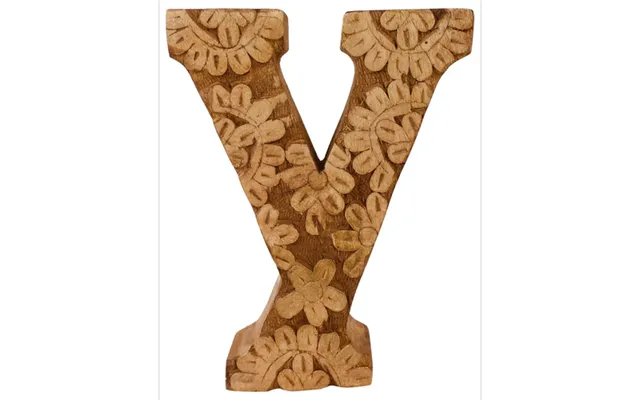 Hand Carved Wooden Flower Letter Y