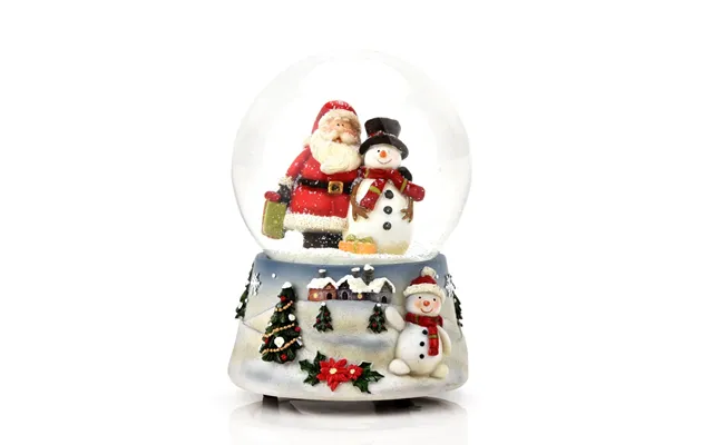 Hand Painted Santa & Snowman Wind Up Music Waterball 410mm