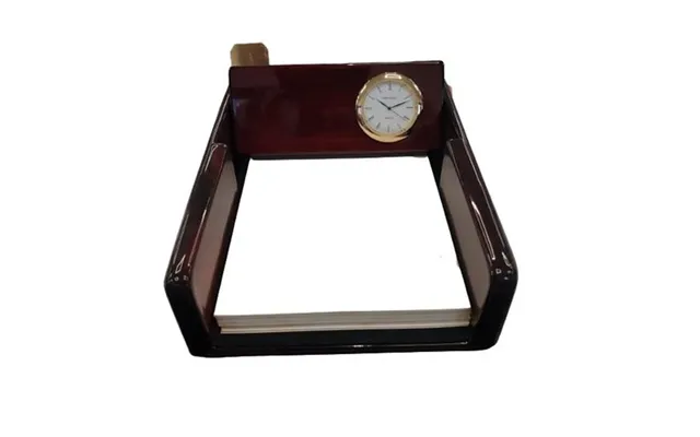 Handcrafted Solid Wood Notepad Holder & Clock Combo - Limited Stock