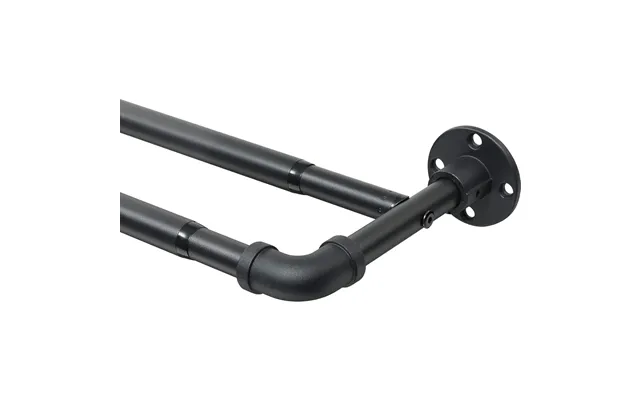 Harrms Double Curtain Pole 74 236cm Black Extendable Rod For Eyelet Curtains
