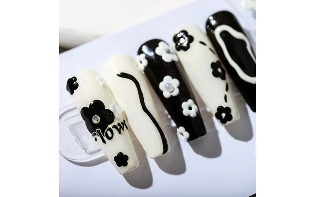 Hello Claws Black White Flower Nail Deco Sticker product image