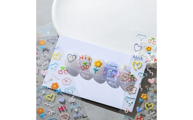 Hello Claws Flower Bear Embossed Pattern Design Nail Deco Sticker product image