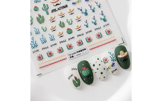Hello Claws Succulent Plants Embossed Pattern Design Nail Deco Sticker product image