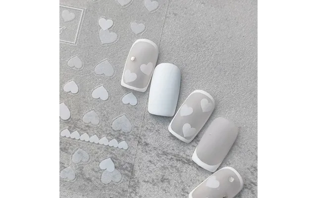 Hello Claws White Heart Embossed Pattern Design Nail Deco Sticker product image