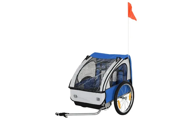 High-quality 2-seat Child Bike Trailer Steel Frame Seat Belt Blue