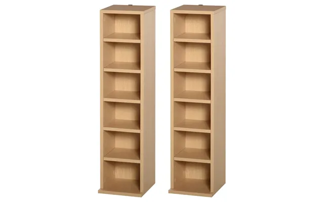 High-quality Cd Media Display Shelf Tower Rack Adjustable Shelves Wood Color Set Of 2 product image