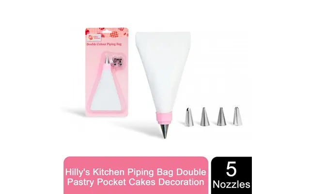 Hilly's Kitchen Piping Bag With 5 Nozzles Double Pastry Pocket Cakes Decoration
