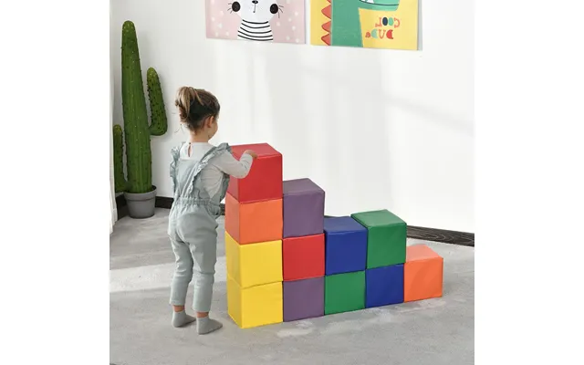 Homcom 12 Piece Soft Play Foam Blocks Toy Building Stacking Compliant Learning Toys For Toddler Baby Kids Preschool product image