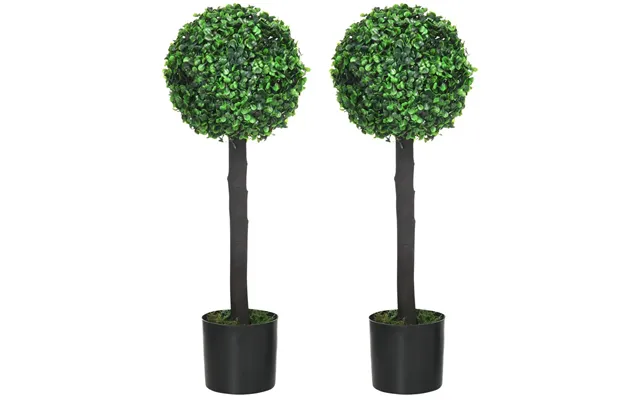 Homcom 2 Potted Artificial Boxwood Ball Trees, 60cm - Realistic Colors & Textures, Zero Maintenance