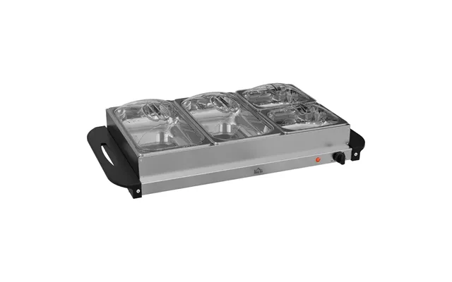 Homcom 4 Tray Electric Food Warmer Buffet Server With Adjustable Temp 300w