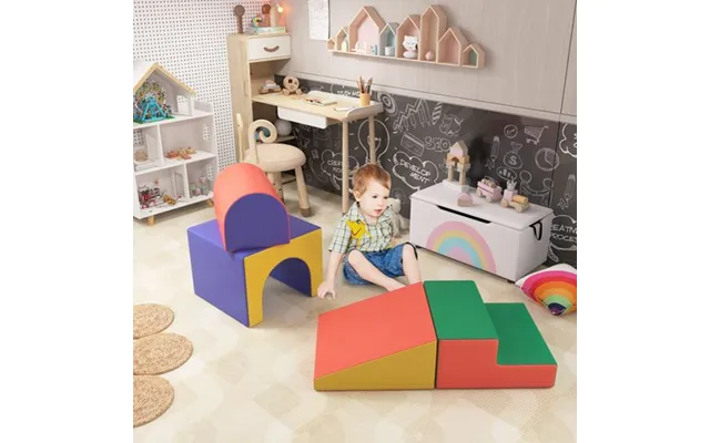 Homcom 4-piece Soft Play Set, Baby Foam Block Toy Toddler 1-3 Years - Red