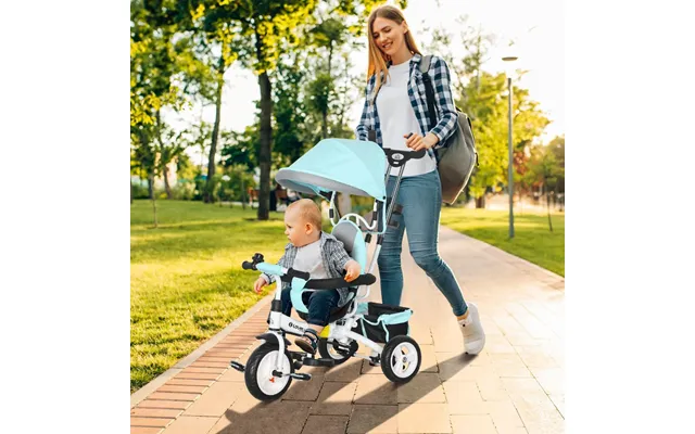 Homcom 6 In 1 Kids Trike, Stroller With Parent Handle, Green - Purple