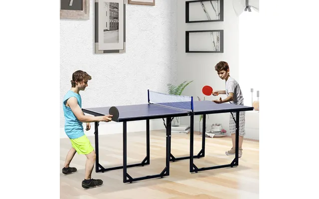 Homcom 6ft 182cm Mini Table Tennis Table Folding Ping Pong Table With Net Multi-use Table For Indoor Outdoor Game - Blue