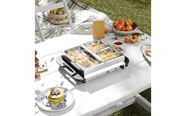Homcom 6l Electric Food Warmer Buffet Server With Lids Cool Touch Handles