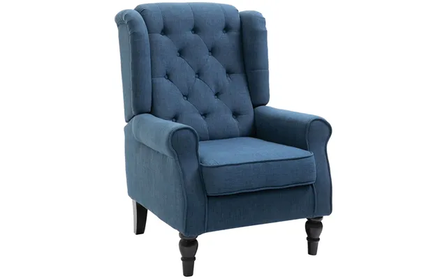 Homcom Accent Armchair Home Furniture Retro Tufted Club Wood Fabric Blue