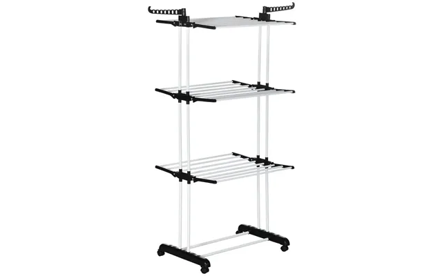 Homcom Foldable Clothes Drying Rack Steel Garment Dryer With Casters Black