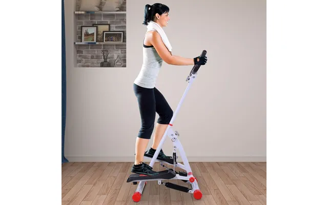 Homcom Foldable Step Machine - Height Adjustable Stepper W Lcd Display And Handlebar