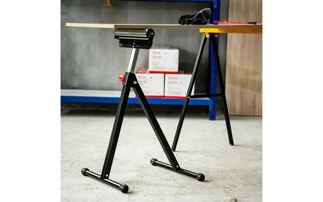 Homcom Folding Roller Stand - Material Support Pedestal With Ball Bearing Roller Height Adjustable Portable