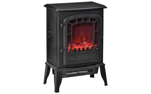 Homcom Free Standing Electric Fireplace Stove - Fireplace Heater With Realistic Flame Effect