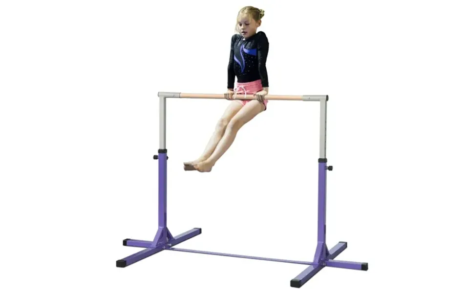 Homcom Height Adjustable Gymnastics Horizontal Bar For Kids Home Gym Training Children Junior Kip High Bar Fitness