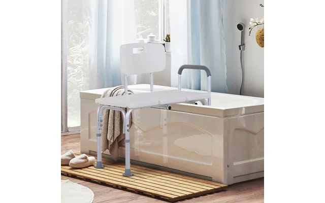 Homcom Height Adjustable Shower Chair With Suction Cup Feet Armrest Backrest product image