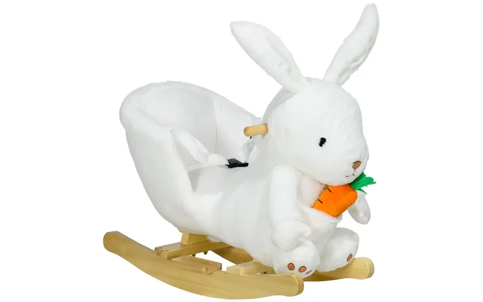 Homcom Kids Rabbit-shaped Rocking Horse With Realistic Sounds Safety Belt White