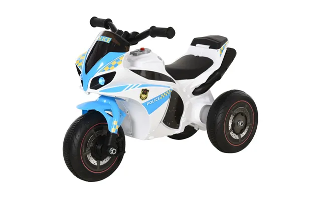 Homcom Kids Ride-on Police Bike 3-wheel Vehicle W Music Lights Safe Seat Handlebars Toddler No Power Child Learning Fun 