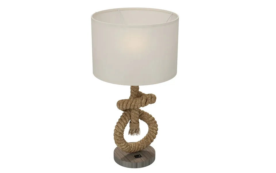 Homcom Led Nautical Table Lamp With Usb Charging Port For Bedroom Living Room - Natural Wood Finish