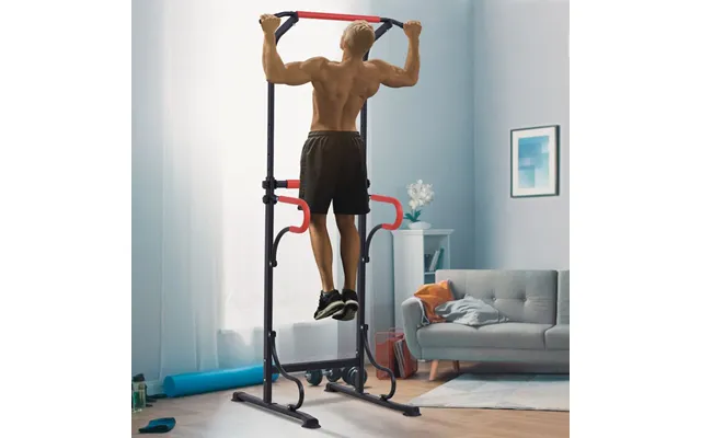 Homcom Pull Up Station With Dip Station And Push-up Stand - Height Adjustable Power Tower