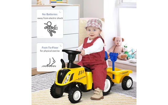 Homcom Ride On Tractor Toddler Walker Foot To Floor Slider W Horn Storage Steering Wheel For 1-3 Years Old Yellow