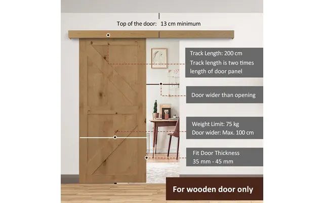 Homcom Sliding Barn Door Closet Hardware Track Kit For Slingle Door 6 product image