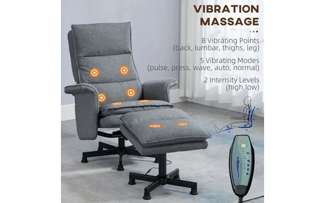 Homcom Swivel Recliner Chair W Footstool Massage Points Remote Control Grey