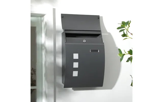 Homcom Weatherproof Wall Mounted Letter Box Post Box With Keys Anthracite Grey