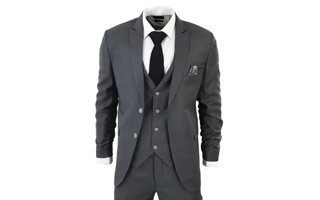 Im1 Men's Classic Plain Charcoal 3 Piece Suit - 36 Jacket 30 Trousers