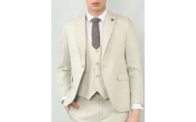 Im200 - Men's Cream Tailored Fit Wedding 3 Piece Suit