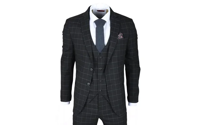 Im3 - Men's Black Checked Tailored Fit Suit