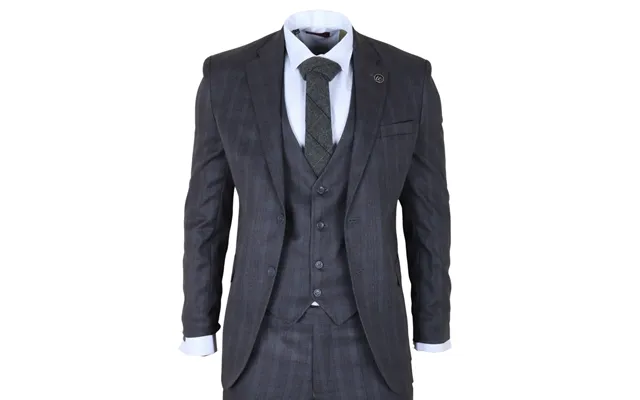 Im31 - Men's Charcoal 3 Piece Prince Of Wales Check Suit