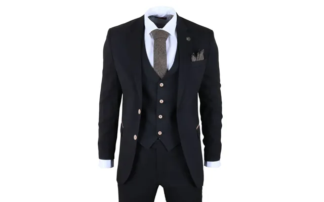 Im32 - Men's Black 3 Piece Tailored Fit Suit